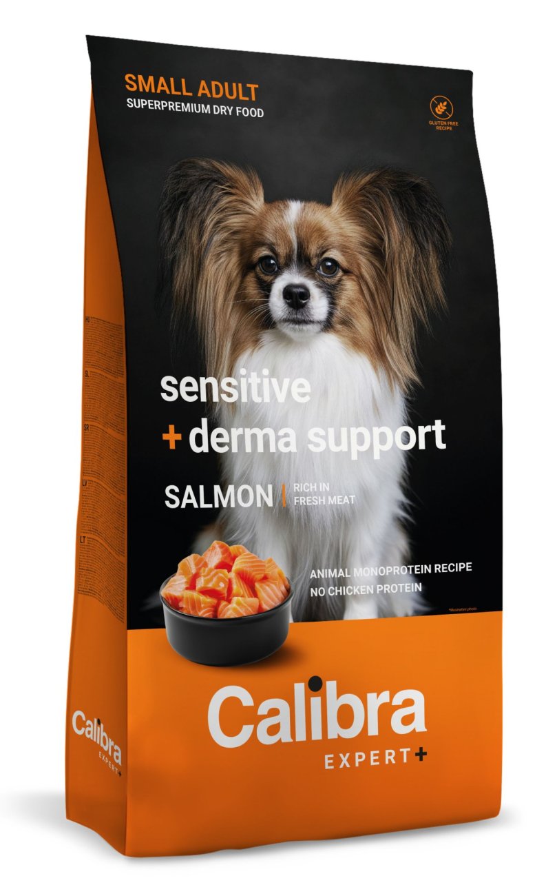 Calibra Dog EXPERT+ Adult Small Sensitive & Derma Support – Trockenfutter mit Lachs 6 kg