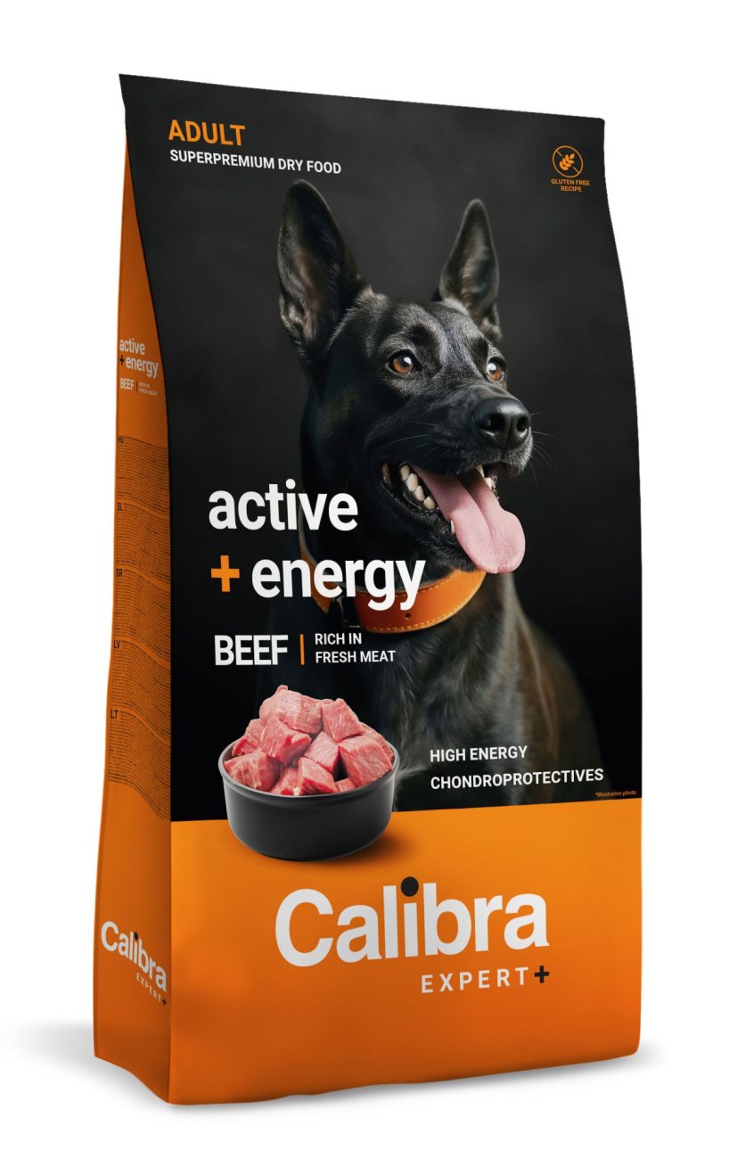 Calibra Dog EXPERT+ Adult Active & Energy – Rind Trockenfutter 12 kg